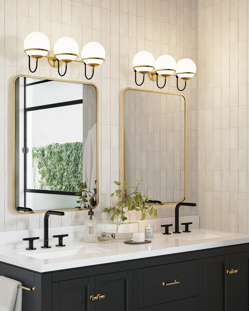 Alba 24-in Aged Brass/Opal Glass 3 Lights Wall Vanity - WV458324AGOP