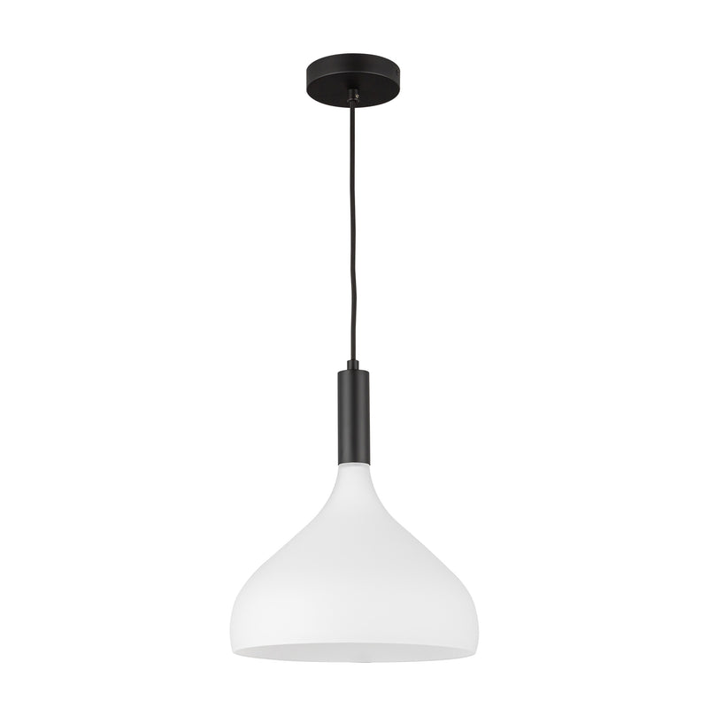 Belleview 12-in Matte Black/Opal Glass 1 Light Pendant - PD532312MBOP