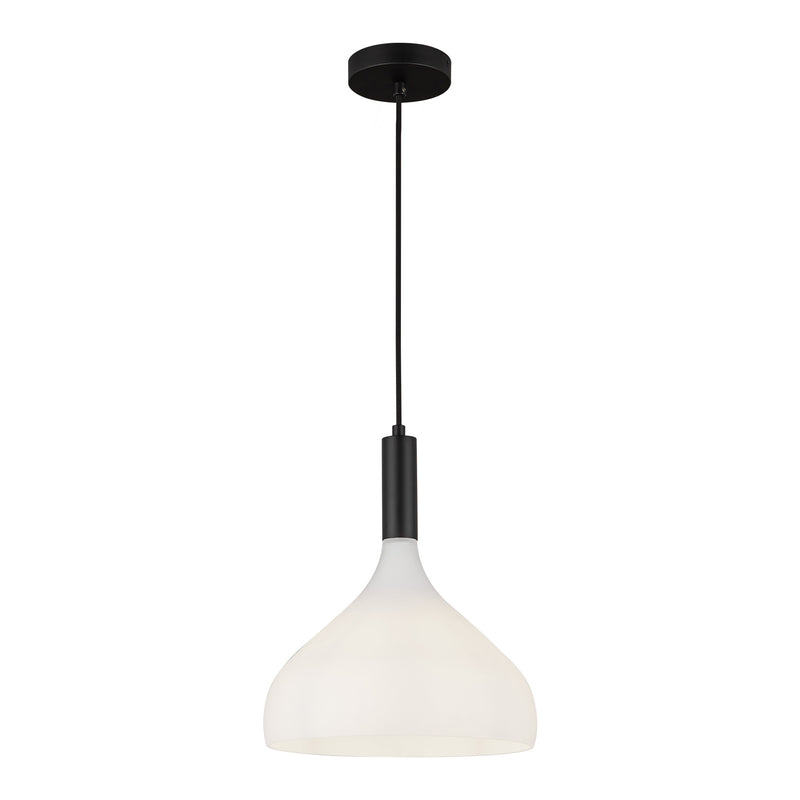 Belleview 12-in Matte Black/Opal Glass 1 Light Pendant - PD532312MBOP