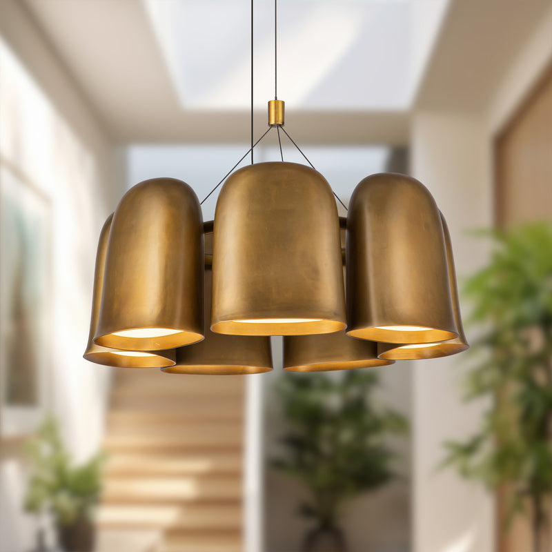 Bell 20-in Vintage Brass LED Chandelier - CH21120-VB-UNV