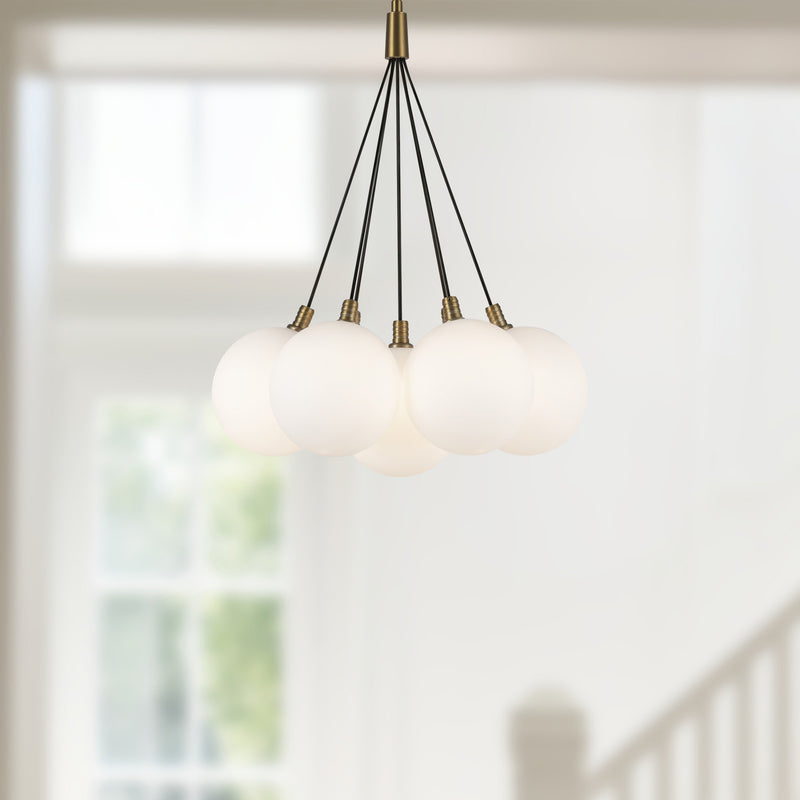 Bolla 16-in Brushed Gold/Opal Glass LED Chandelier - CH3117-BG/OP