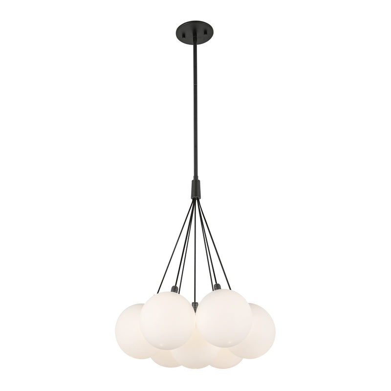 Bolla 16-in Black/Opal Glass LED Chandelier - CH3117-BK/OP