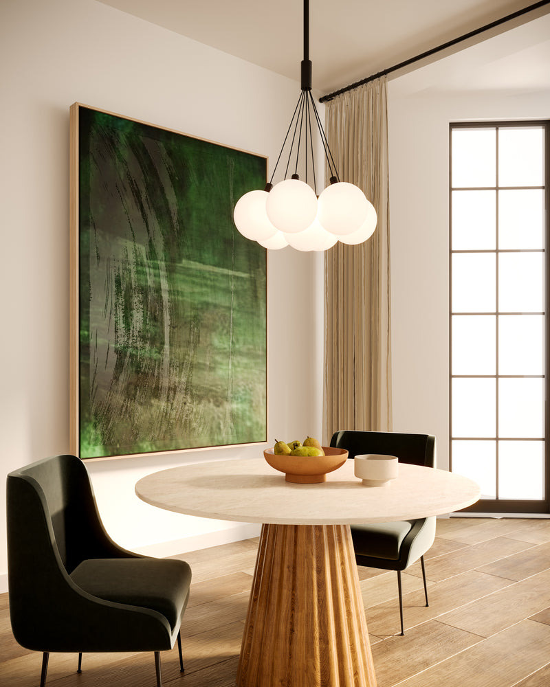 Bolla 16-in Black/Opal Glass LED Chandelier - CH3117-BK/OP