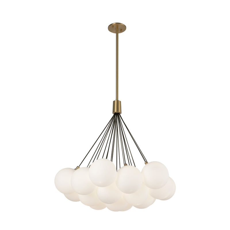 Bolla 28-in Brushed Gold/Opal Glass LED Chandelier - CH3128-BG/OP