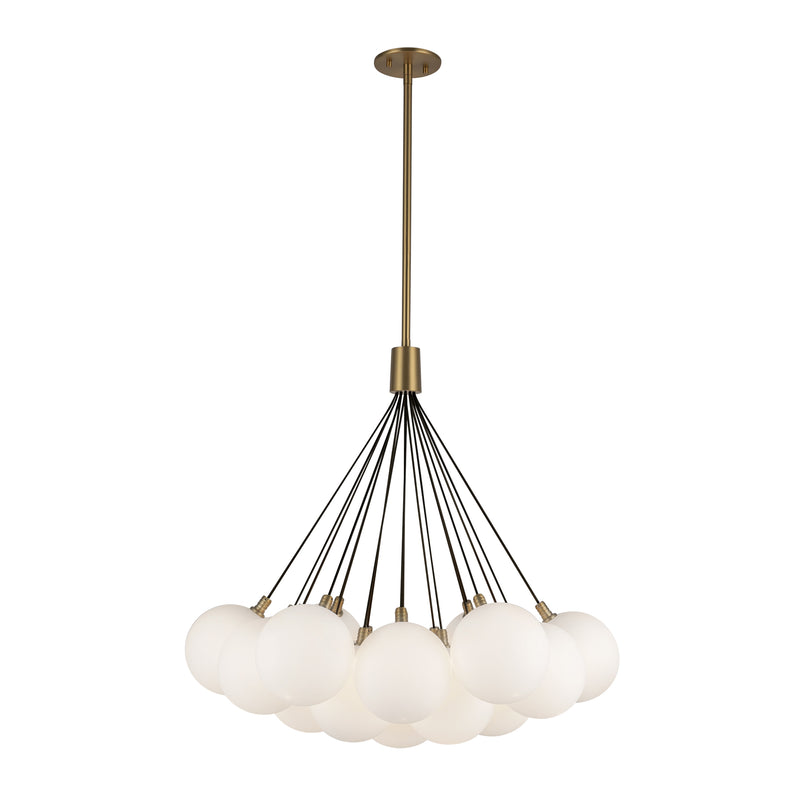 Bolla 28-in Brushed Gold/Opal Glass LED Chandelier - CH3128-BG/OP