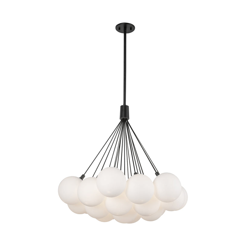 Bolla 28-in Black/Opal Glass LED Chandelier - CH3128-BK/OP