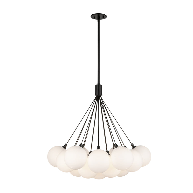 Bolla 28-in Black/Opal Glass LED Chandelier - CH3128-BK/OP