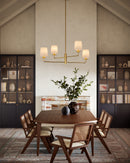 Bridgette 45-in Brushed Gold/White Linen Socket Chandelier - CH497445BGWL