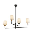 Bridgette 45-in Matte Black/White Linen Socket Chandelier - CH497445MBWL