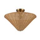 Bridgette 16-in Brushed Gold/Rattan Socket Semi-Flush Mount - SF497016BGRA