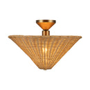 Bridgette 16-in Brushed Gold/Rattan Socket Semi-Flush Mount - SF497016BGRA