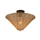 Bridgette 16-in Matte Black/Rattan Socket Semi-Flush Mount - SF497016MBRA