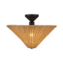 Bridgette 16-in Matte Black/Rattan Socket Semi-Flush Mount - SF497016MBRA