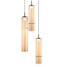 Bambu - Aged Gold Brass + Amber Glass multi mini pendant - C30603AGAM