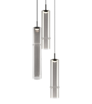 Bambu - Matte Black + Smoked Glass multi pendant - C30603MBSM