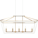 Mavonshire - White + Aged Gold Brass linear chandelier - C67005WHAG