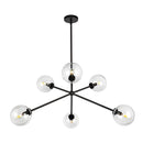Cassia 40-in Matte Black/Clear Glass 6 Lights Chandelier - CH549640MBCL