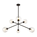 Cassia 40-in Matte Black/Clear Glass 6 Lights Chandelier - CH549640MBCL