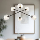 Cassia 40-in Matte Black/Clear Glass 6 Lights Chandelier - CH549640MBCL