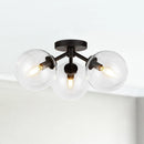 Cassia 15-in Matte Black/Clear Glass 3 Lights Semi-Flush - SF549315MBCL