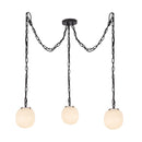 Cherise 3-Light Matte Black/Glossy Ribbed Opal Glass Socket Multi Pendant - MP579707MBGR