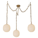 Cherise 3-Light Brushed Gold/Glossy Ribbed Opal Glass Socket Multi Pendant - MP579712BGGR