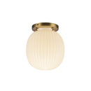 Cherise 7-in Brushed Gold/Glossy Ribbed Opal Glass Socket Semi-Flush Mount - SF579107BGGR
