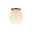 Cherise 7-in Brushed Gold/Glossy Ribbed Opal Glass Socket Semi-Flush Mount - SF579107BGGR