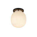 Cherise 7-in Matte Black/Glossy Ribbed Opal Glass Socket Semi-Flush Mount - SF579107MBGR
