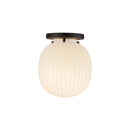 Cherise 7-in Matte Black/Glossy Ribbed Opal Glass Socket Semi-Flush Mount - SF579107MBGR