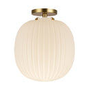 Cherise 12-in Brushed Gold/Glossy Ribbed Opal Glass Socket Semi-Flush Mount - SF579112BGGR