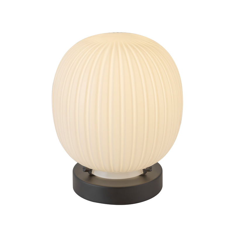 Cherise 7-in Matte Black/Glossy Ribbed Opal Glass Socket Table Lamp - TL579107MBGR