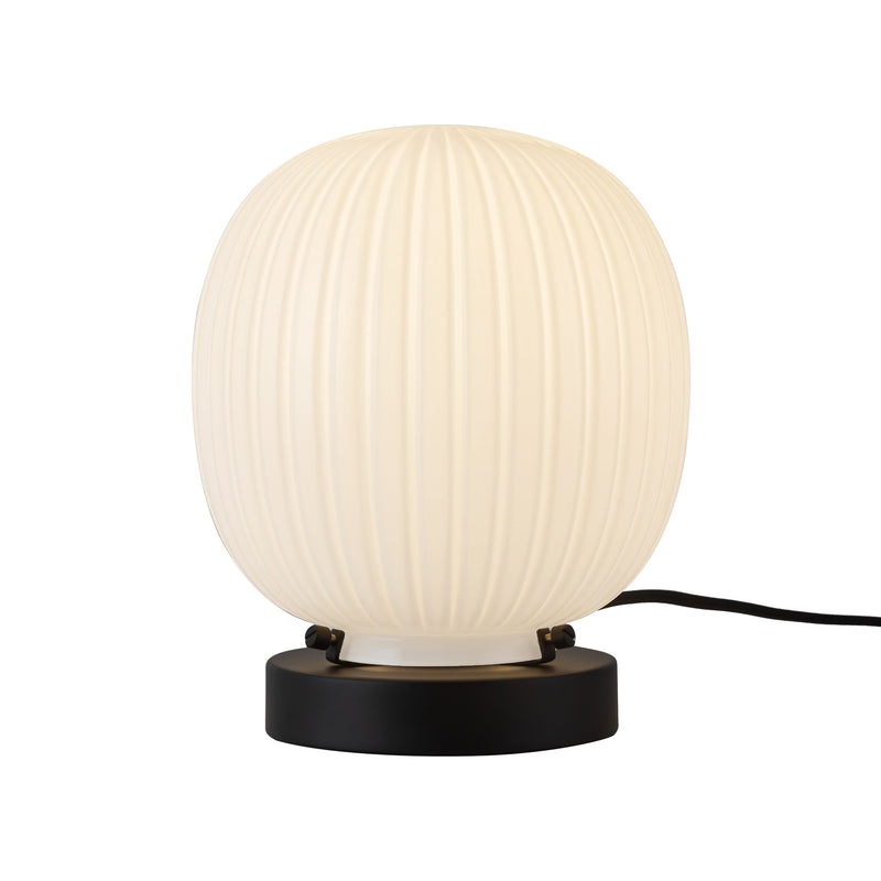 Cherise 7-in Matte Black/Glossy Ribbed Opal Glass Socket Table Lamp - TL579107MBGR