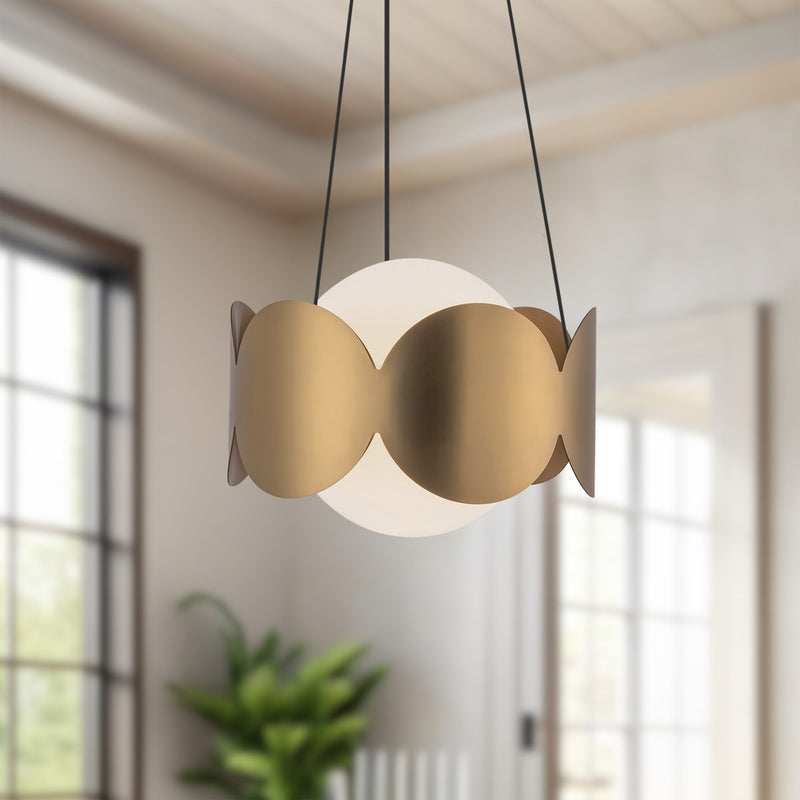 Ciel 10-in Brushed Gold/Opal Glass Socket Chandelier - CH59810-BG/OP
