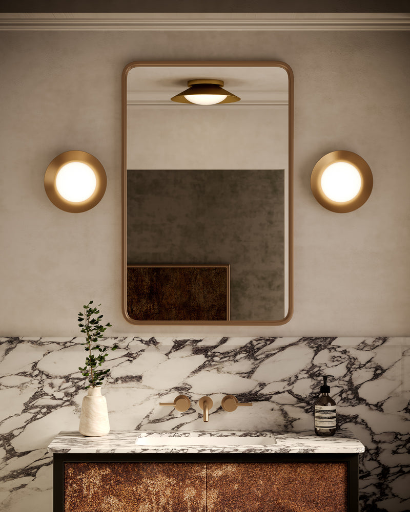 Cleo 9-in Brushed Gold/Opal Glass LED Wall Sconce - WS77909-BG/OP