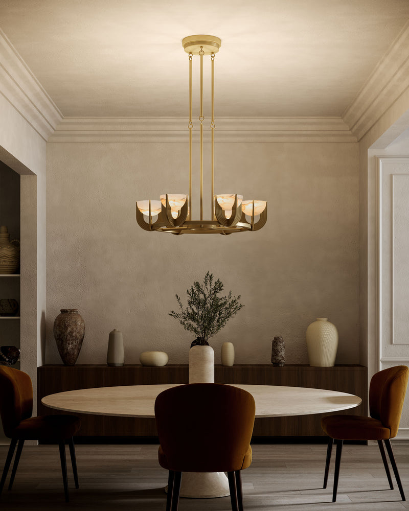 Colette 22-in Vintage Brass/Alabaster LED Chandelier - CH362423VBAR-UNV