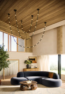 Corda 7-ft Black/Opal Glass LED Pendant - PD39307-BK/OP-UNV