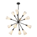 Cosmo 39-in Matte Black/Glossy Ribbed Opal Glass Socket Chandelier - CH462039MBGR