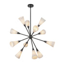 Cosmo 39-in Matte Black/Glossy Ribbed Opal Glass Socket Chandelier - CH462039MBGR