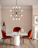 Cosmo 39-in Matte Black/Glossy Ribbed Opal Glass Socket Chandelier - CH462039MBGR