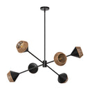 Daphne 38-in Matte Black/Brown Cotton Rope 6 Lights Chandelier - CH633638MBBR