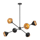 Daphne 38-in Matte Black/Brown Cotton Rope 6 Lights Chandelier - CH633638MBBR