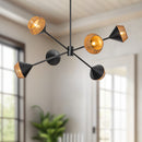 Daphne 38-in Matte Black/Brown Cotton Rope 6 Lights Chandelier - CH633638MBBR