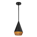 Daphne 7-in Matte Black/Brown Cotton Rope 1 Light Pendant - PD633107MBBR