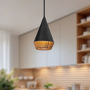 Daphne 7-in Matte Black/Brown Cotton Rope 1 Light Pendant - PD633107MBBR