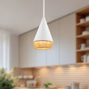 Daphne 7-in White/Brown Cotton Rope 1 Light Pendant - PD633107WHBR