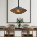 Daphne 15-in Matte Black/Brown Cotton Rope 1 Light Pendant - PD633215MBBR