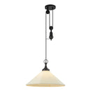 Ellen 20-in Matte Black/White Linen Socket Pendant - PD447120MBWL