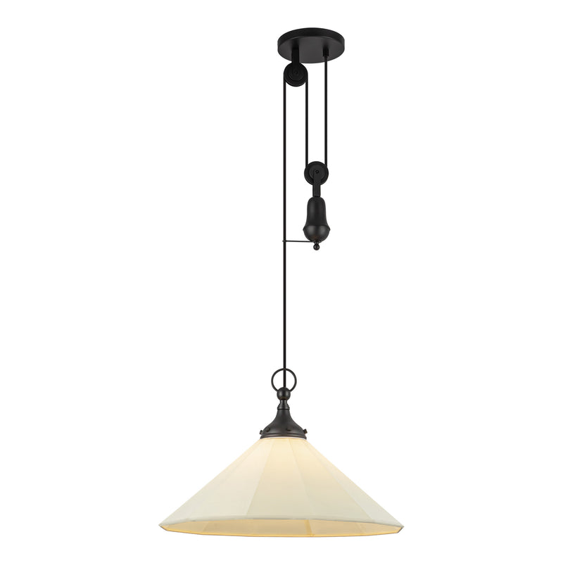 Ellen 20-in Matte Black/White Linen Socket Pendant - PD447120MBWL