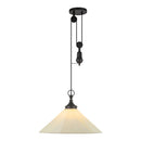Ellen 20-in Matte Black/White Linen Socket Pendant - PD447120MBWL